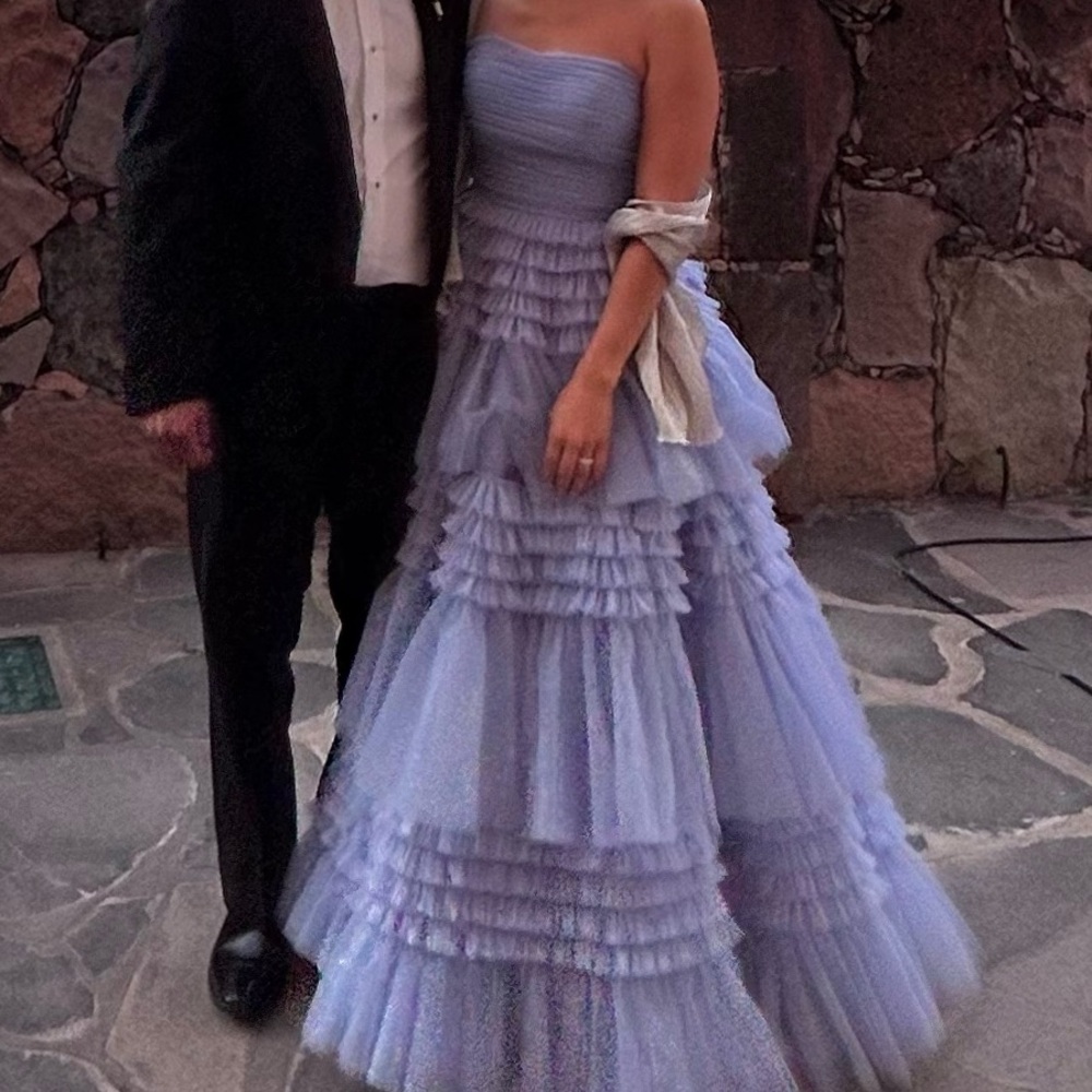 Elegant Lavender Tiered Gown - sherri hill petite